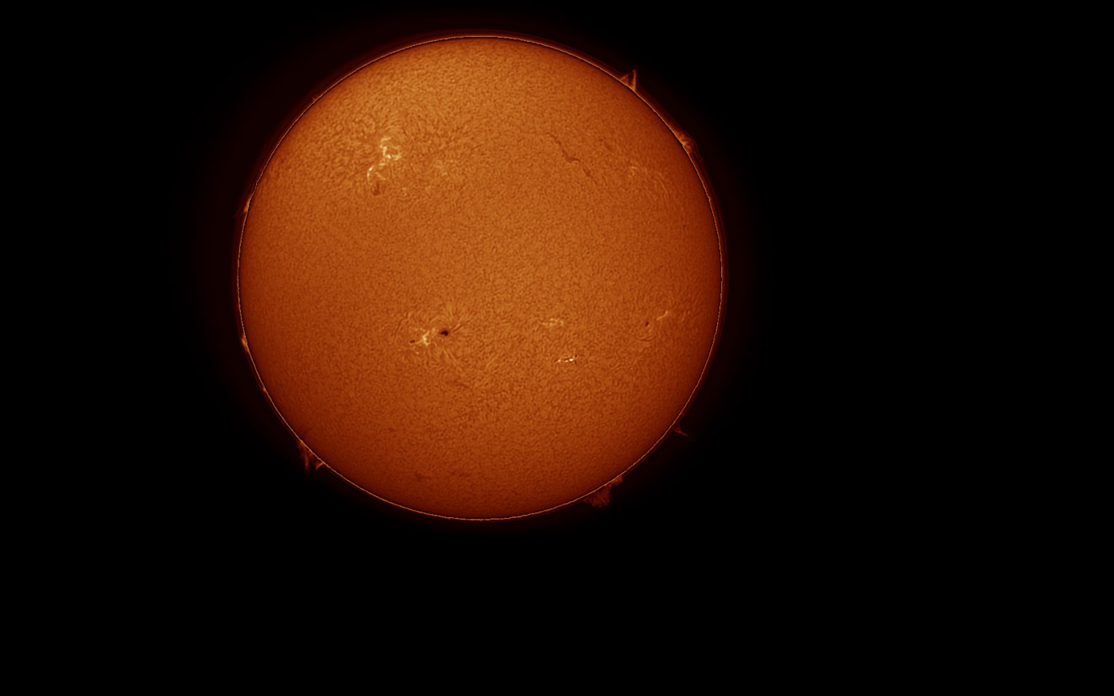 Sonne im H-Alpha-Licht (Foto: Udo Siepmann, WHS)